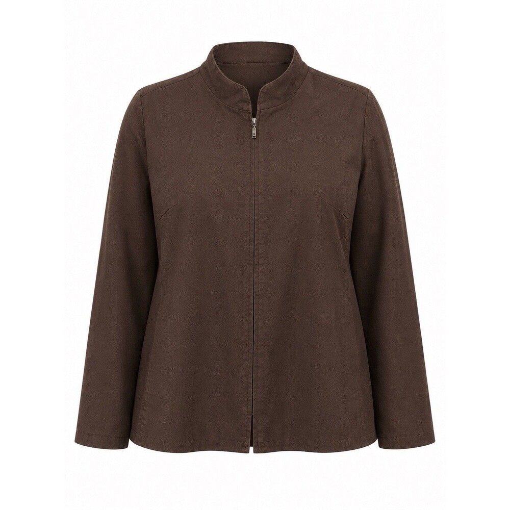 Coldwater Creek Jacket Women XXL Brown Faux Suede Full Zip Plus Size Career